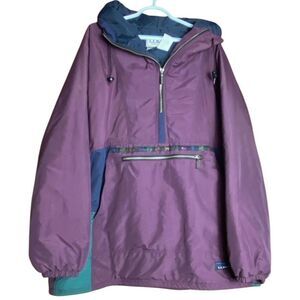 L.L. Bean Purple Anorak Pullover Jacket Men’s XLTall Hooded Outdoor Windbreaker